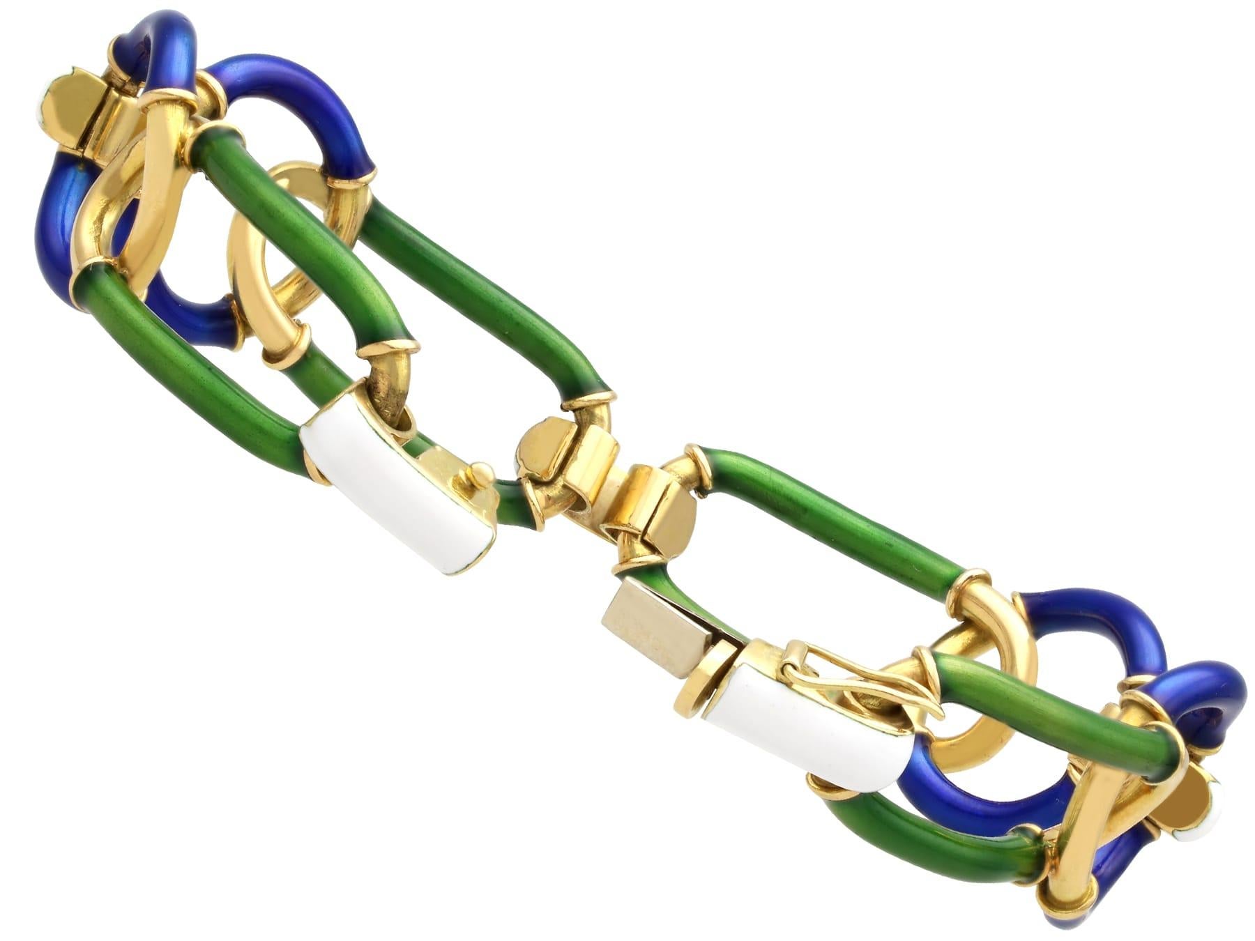 Italienisches Vintage-Armband aus Emaille und 18 Karat Gelbgold, Vintage, um 1950 9