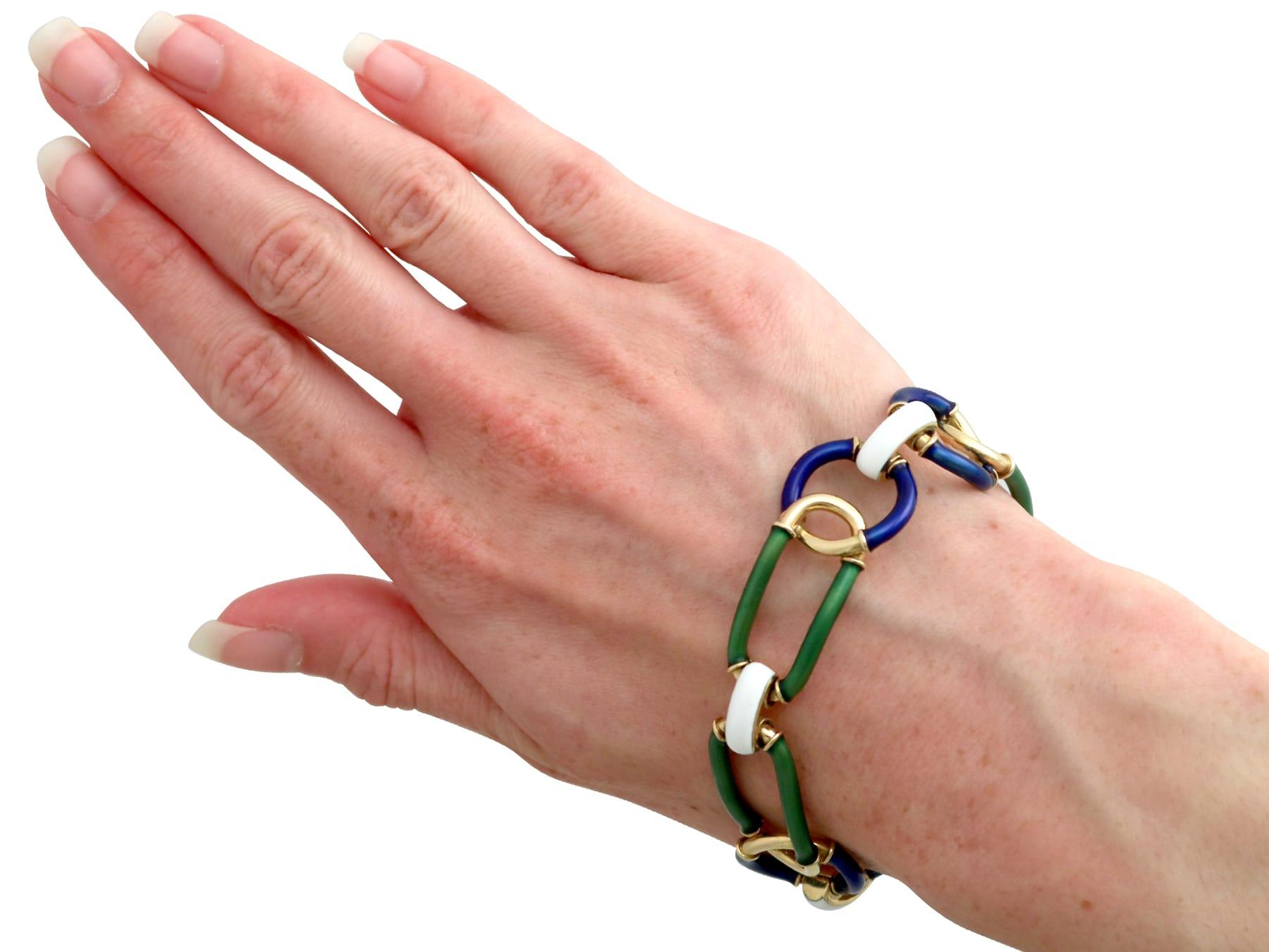 Italienisches Vintage-Armband aus Emaille und 18 Karat Gelbgold, Vintage, um 1950 10