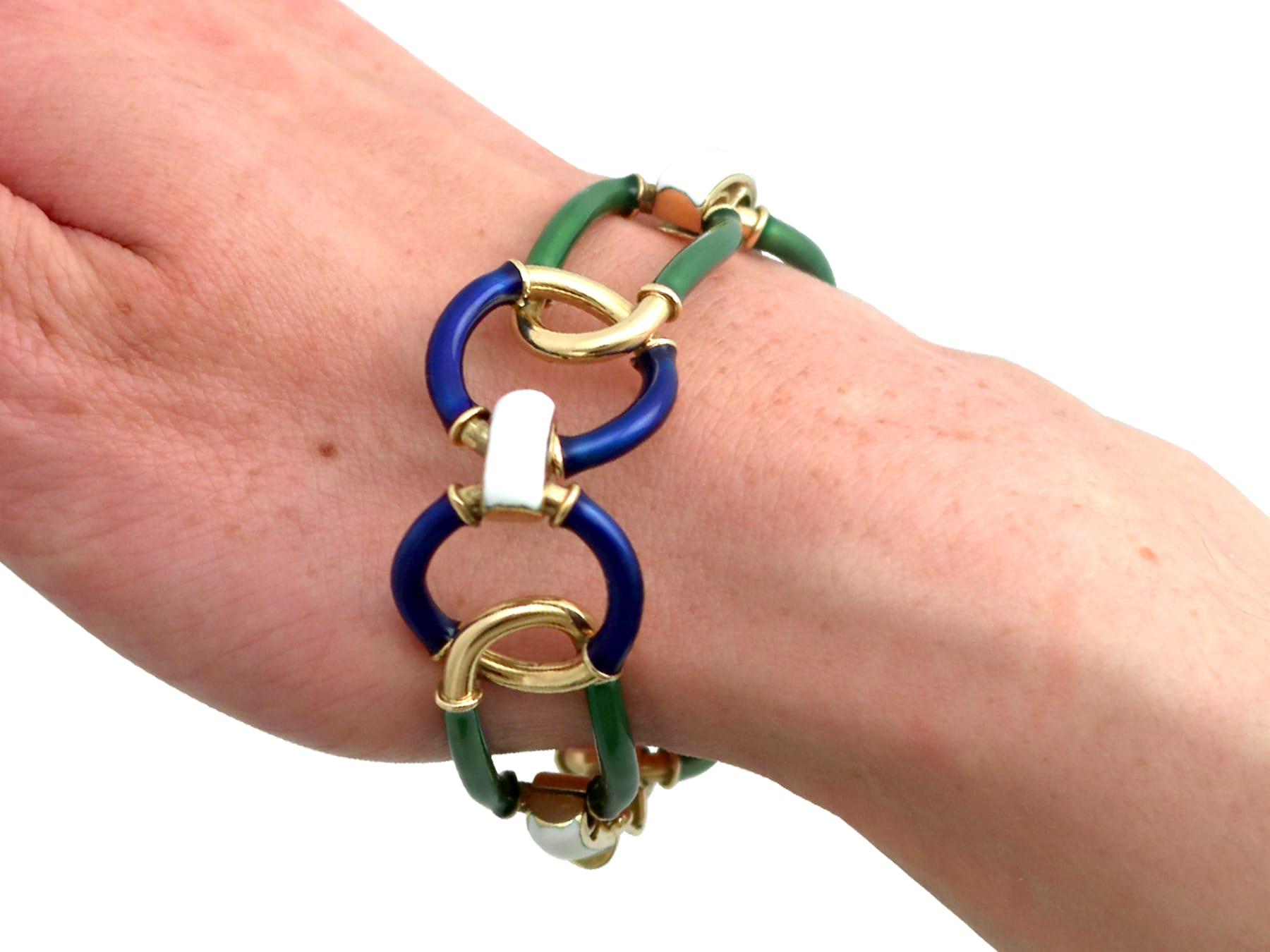 Italienisches Vintage-Armband aus Emaille und 18 Karat Gelbgold, Vintage, um 1950 11