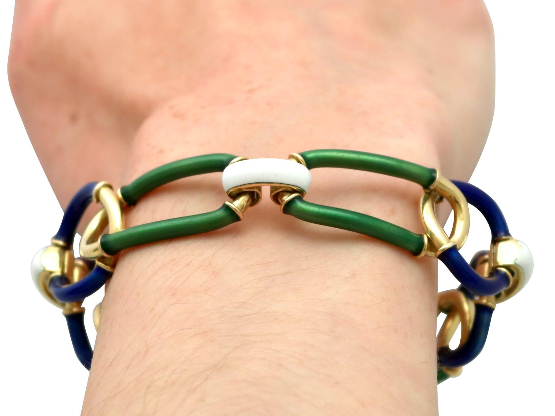 Italienisches Vintage-Armband aus Emaille und 18 Karat Gelbgold, Vintage, um 1950 12