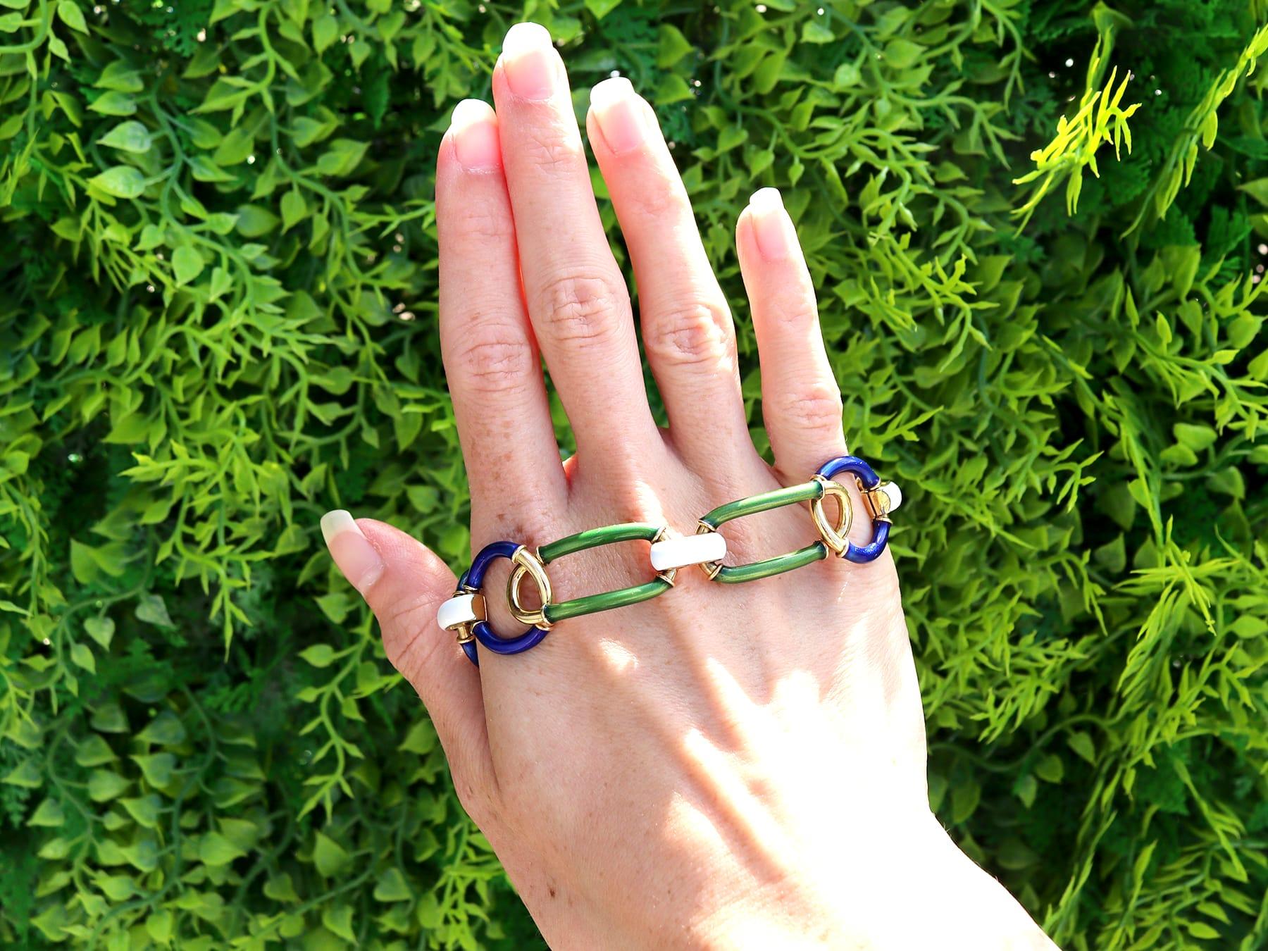 Italienisches Vintage-Armband aus Emaille und 18 Karat Gelbgold, Vintage, um 1950 im Zustand „Hervorragend“ in Jesmond, Newcastle Upon Tyne