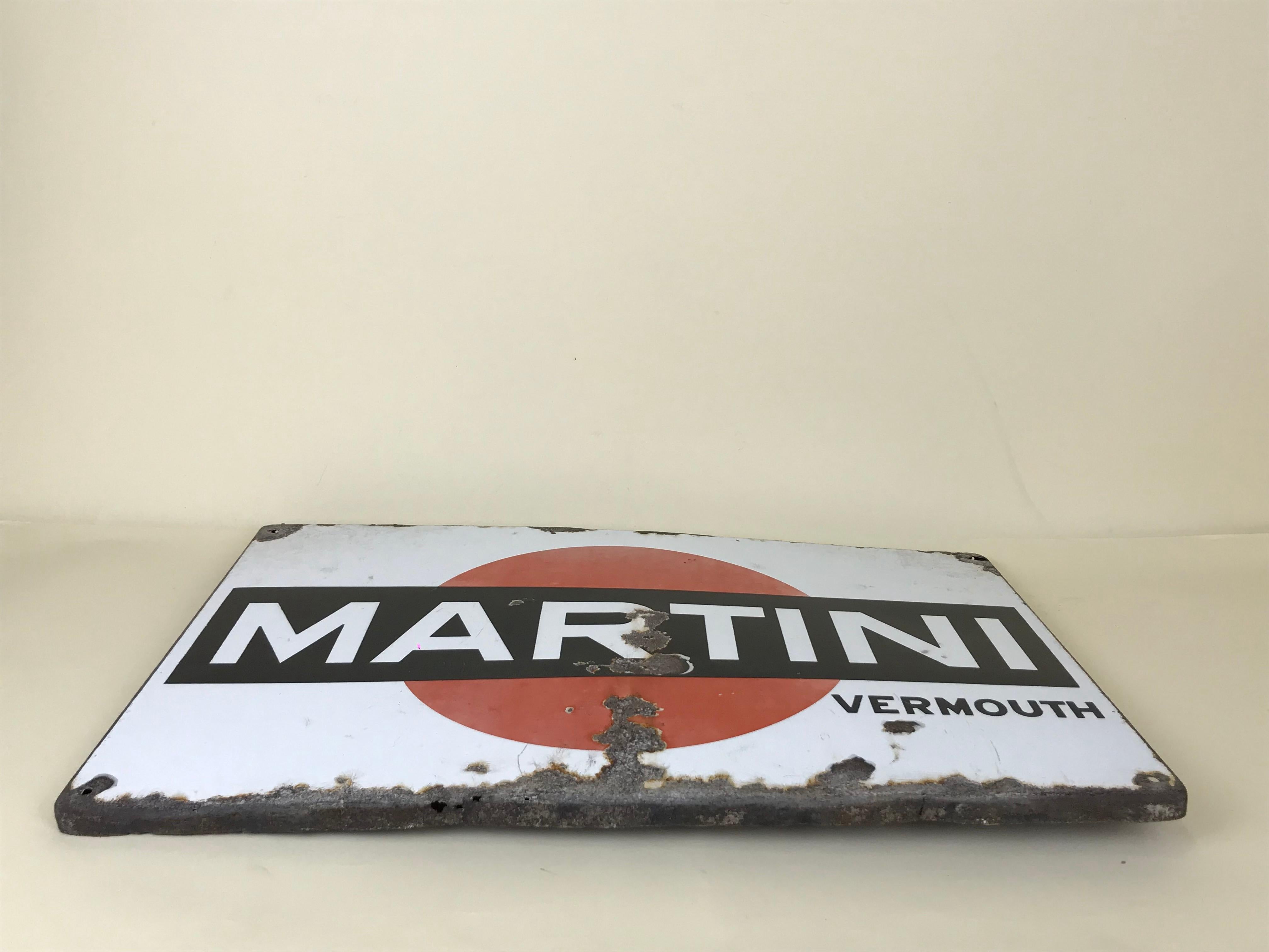 Vintage Italian Enamel Metal Martini Vermouth Advertising Sign, 1950s 9