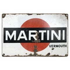 Vintage Italian Enamel Metal Martini Vermouth Advertising Sign, 1950s