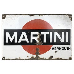 Vintage Italian Enamel Metal Martini Vermouth Advertising Sign, 1950s
