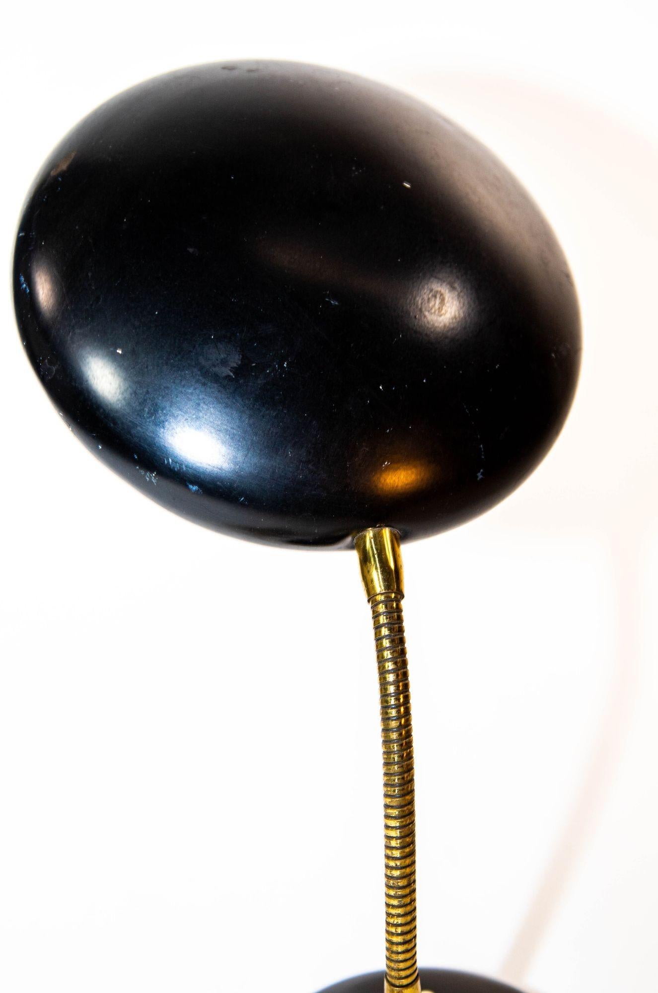 20th Century Vintage Italian Enameled Tole and Brass Desk Lamp 1960s Bauhaus For Sale