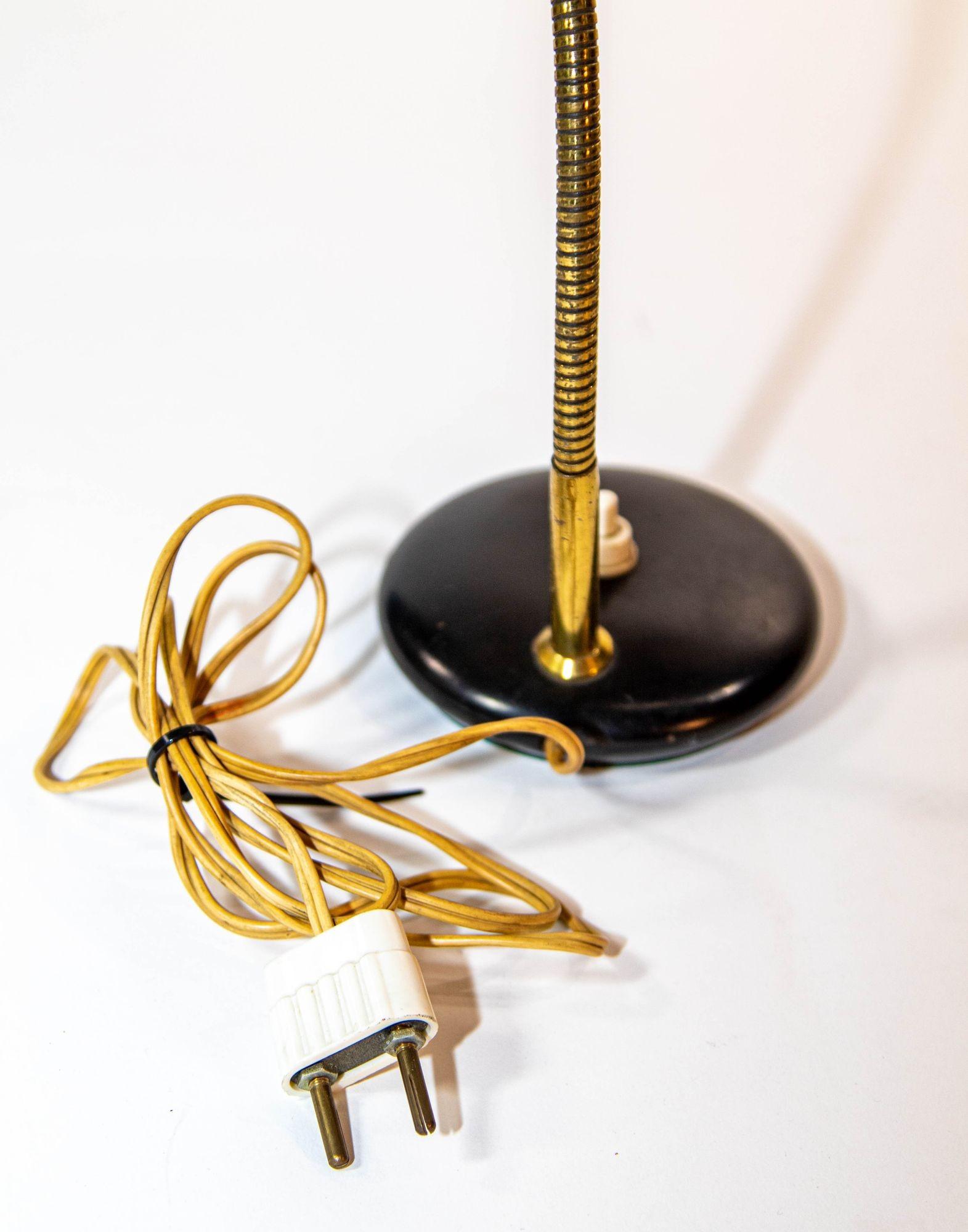 Metal Vintage Italian Enameled Tole and Brass Desk Lamp 1960s Bauhaus For Sale