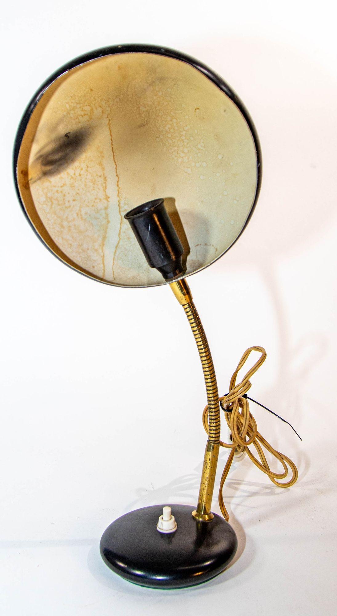 Vintage Italian Enameled Tole and Brass Desk Lamp 1960s Bauhaus For Sale 4
