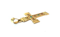 Vintage Italian Enamelled Cross 18kt Yellow Gold