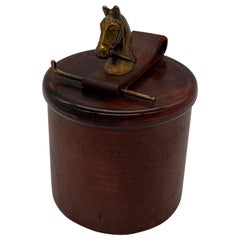 Vintage Italian Equestrian Leather Tobacco Humidor Jar