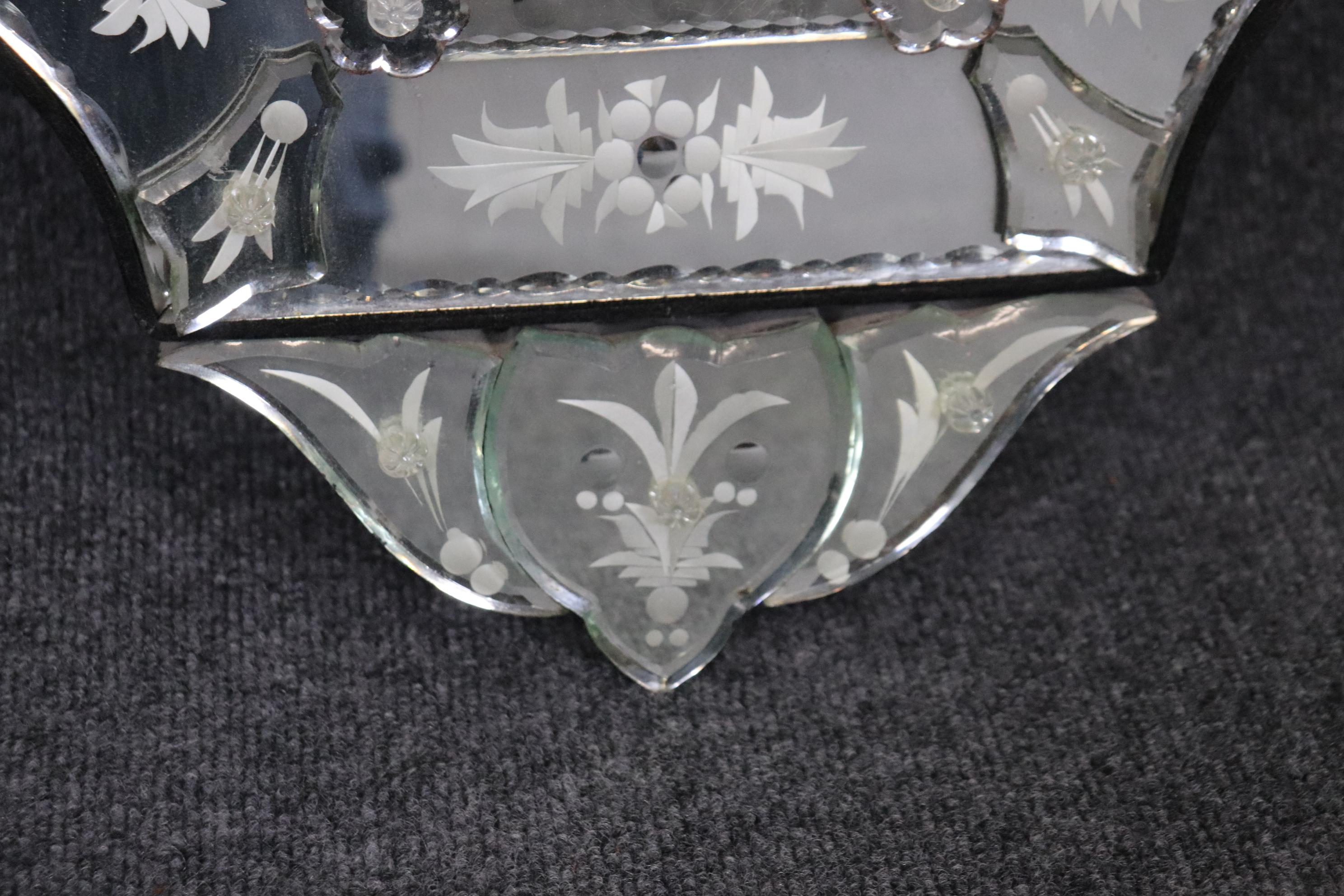 Vintage Italian Etched Glass Venetian Mirror For Sale 5