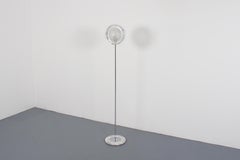 Vintage Italian ‘Eye’ Floor Lamp, Chrome, Murano Glass and Marble, 1970s