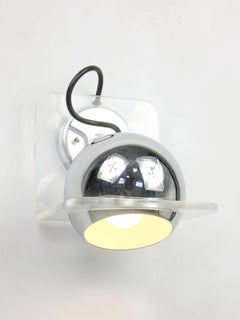 Vintage Italian Eyeball Wall Lamp in Chrome from Guzzini