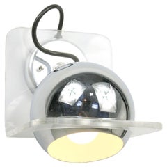 Vintage Italian Eyeball Wall Lamp in Chrome from Guzzini