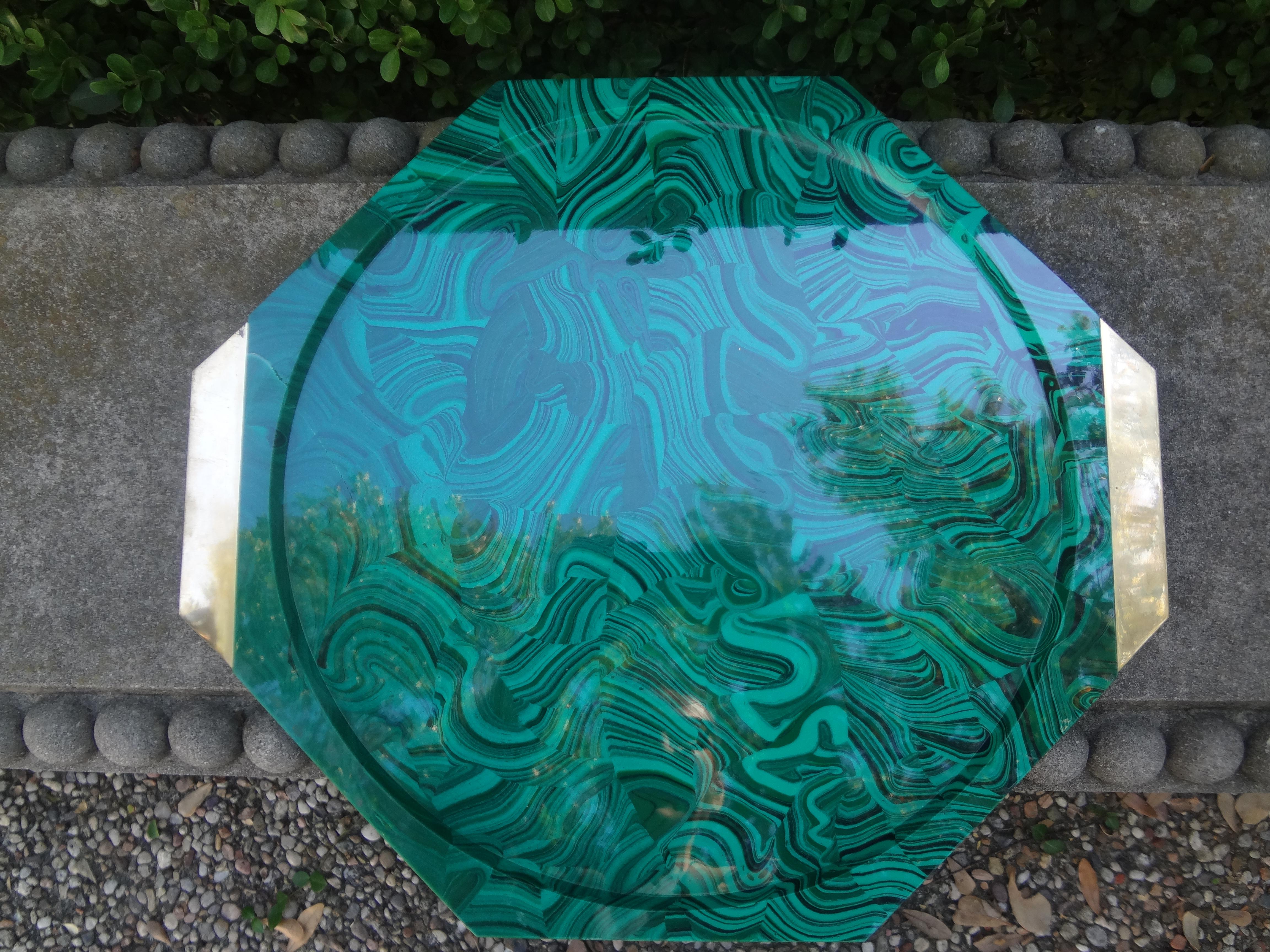 Vintage Italian Faux Malachite Tray In Good Condition For Sale In Houston, TX
