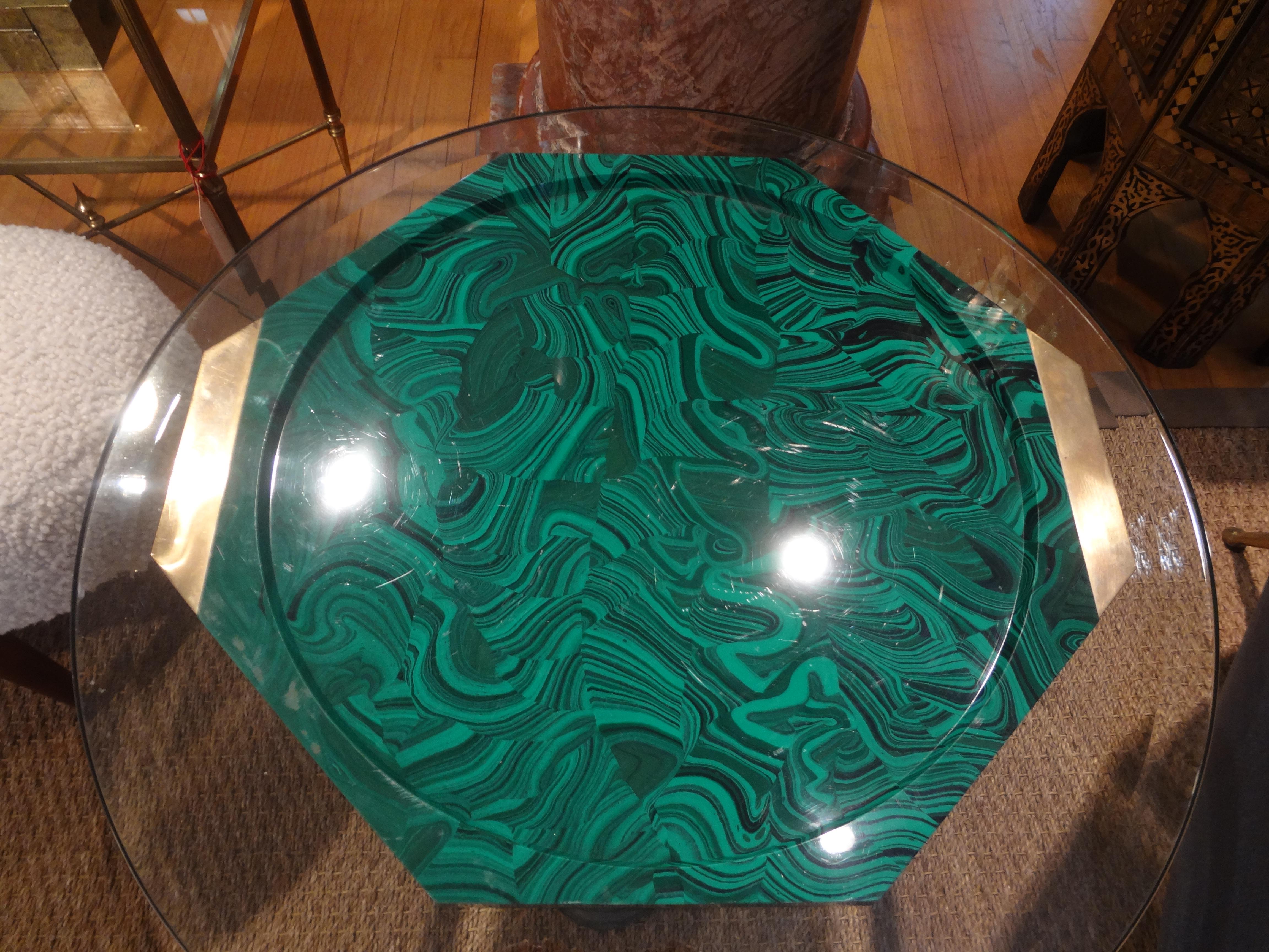 Vintage Italian Faux Malachite Tray For Sale 1