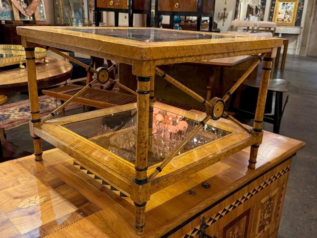 The Vintage Italian Faux Painted Designer Table is a retro-style furniture . The table features a unique faux painted design that adds an artistic touch to any room. Made in Italy, this piece combines retro charm, making it a stylish and functional