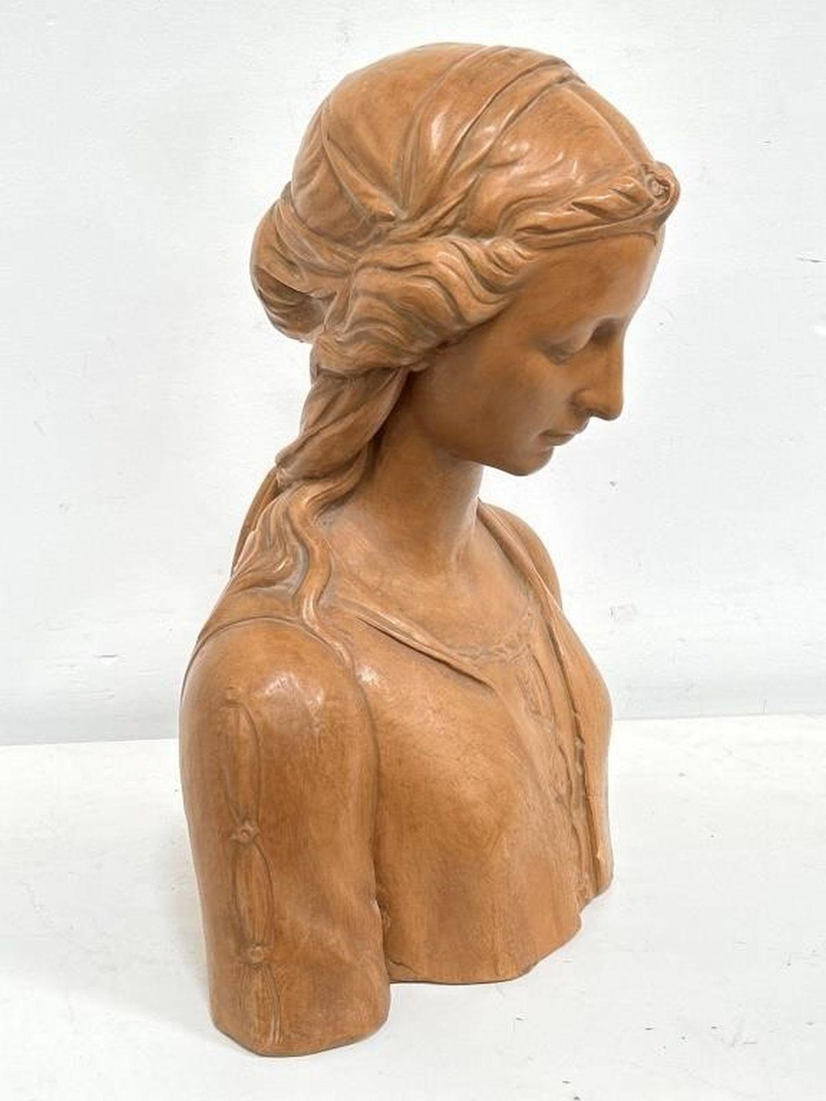 Vintage Italian Female Terra Cotta Bust statue. This item is stamped ,