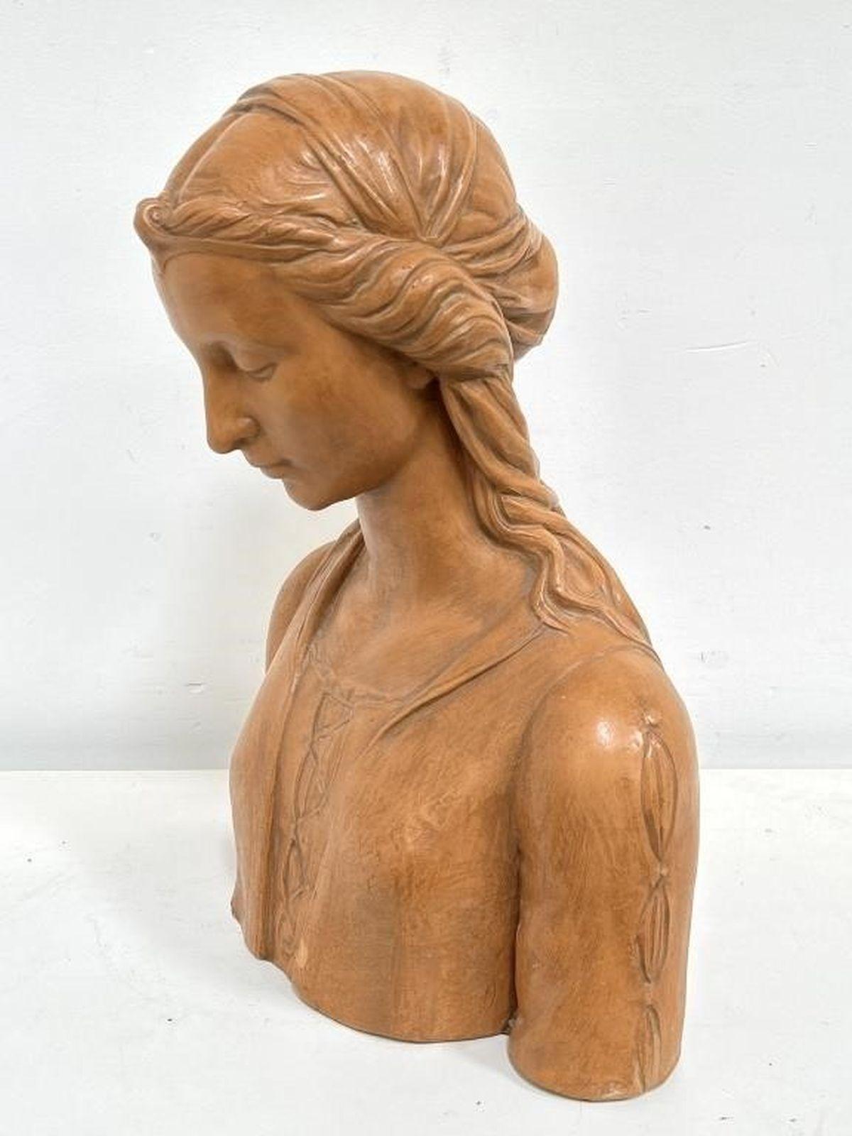 Terracotta Vintage Italian Female Terra Cotta Bust