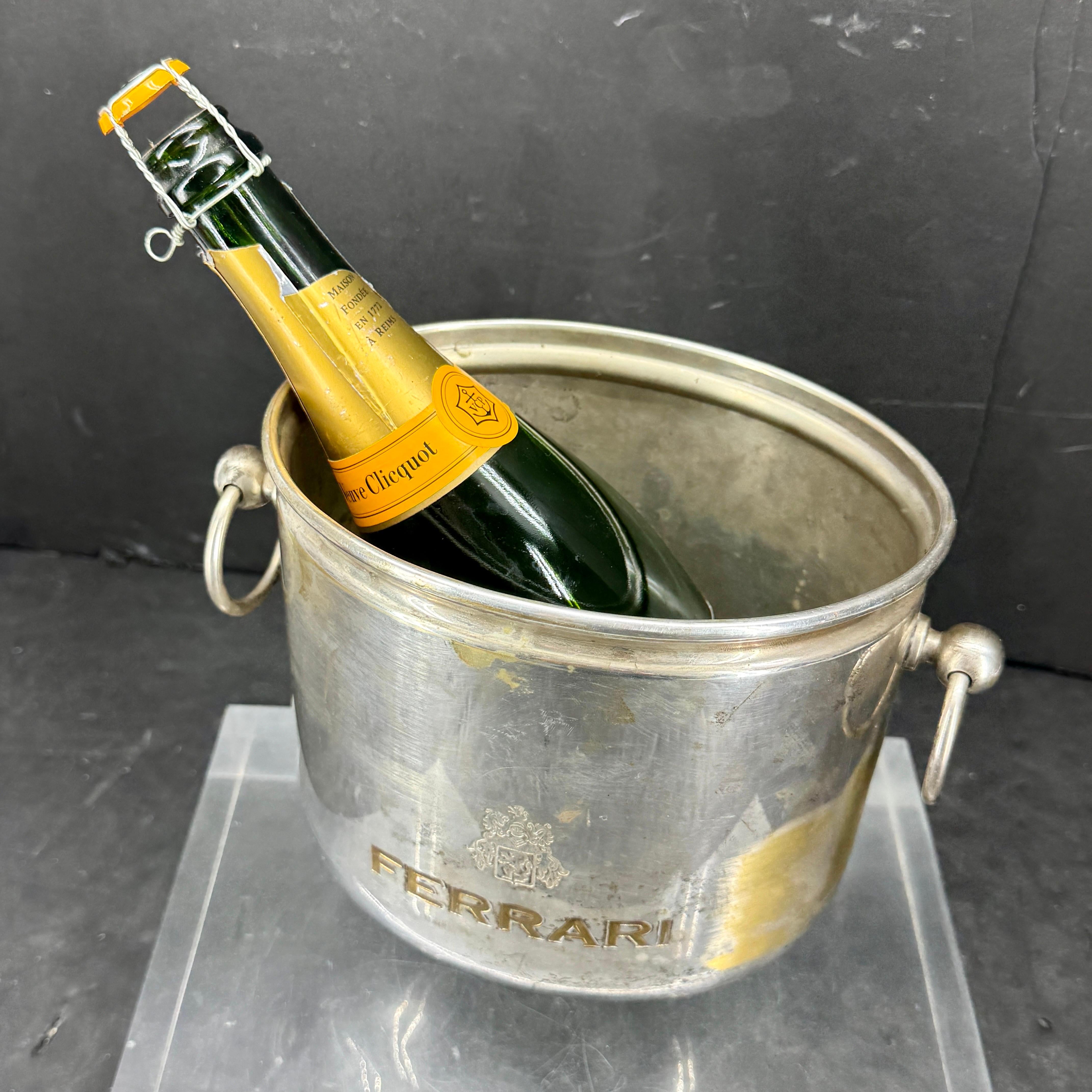 Vintage By FERRARI Chrome Brass Ice Bucket Wine Cooler in vendita 2
