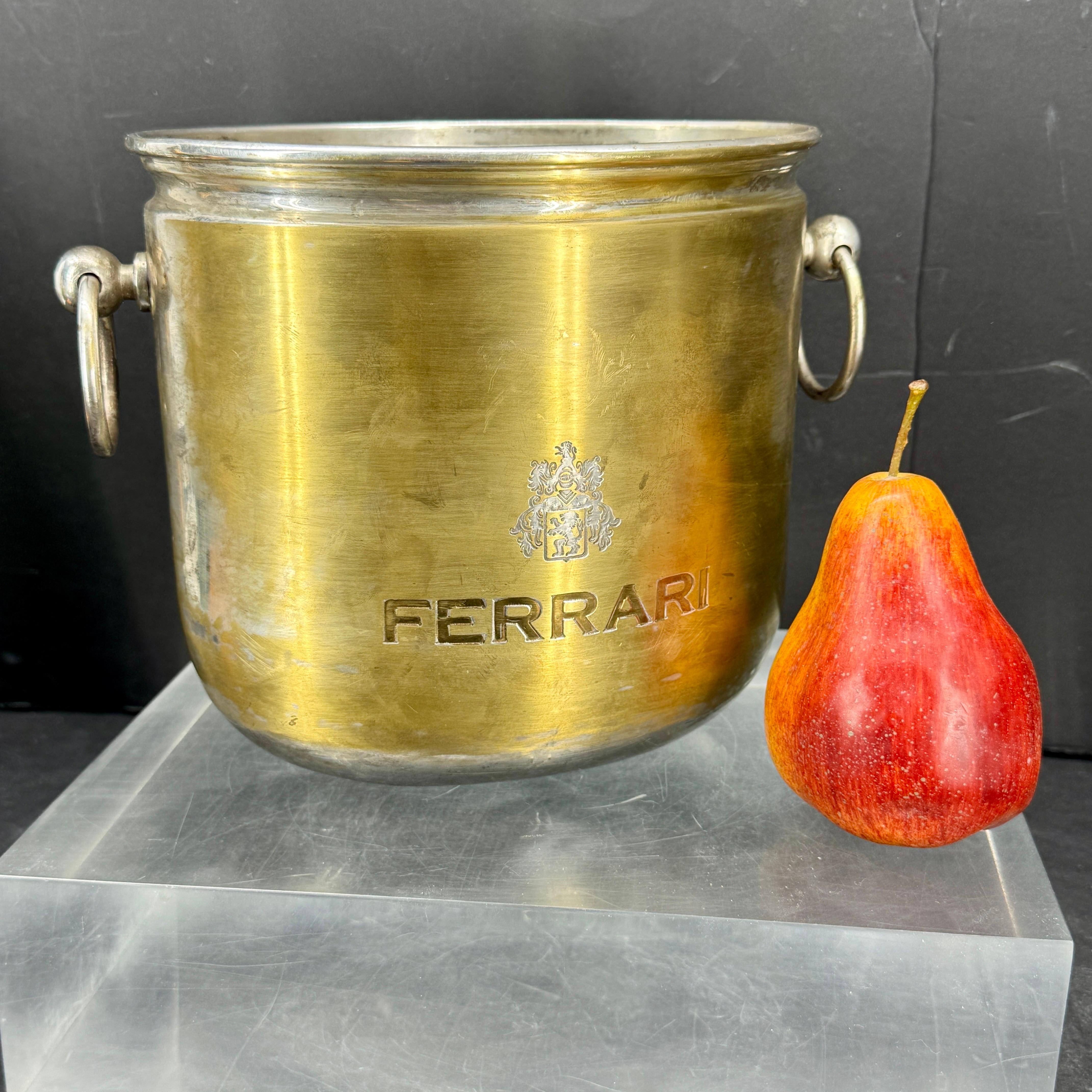 Vintage By FERRARI Chrome Brass Ice Bucket Wine Cooler in vendita 6