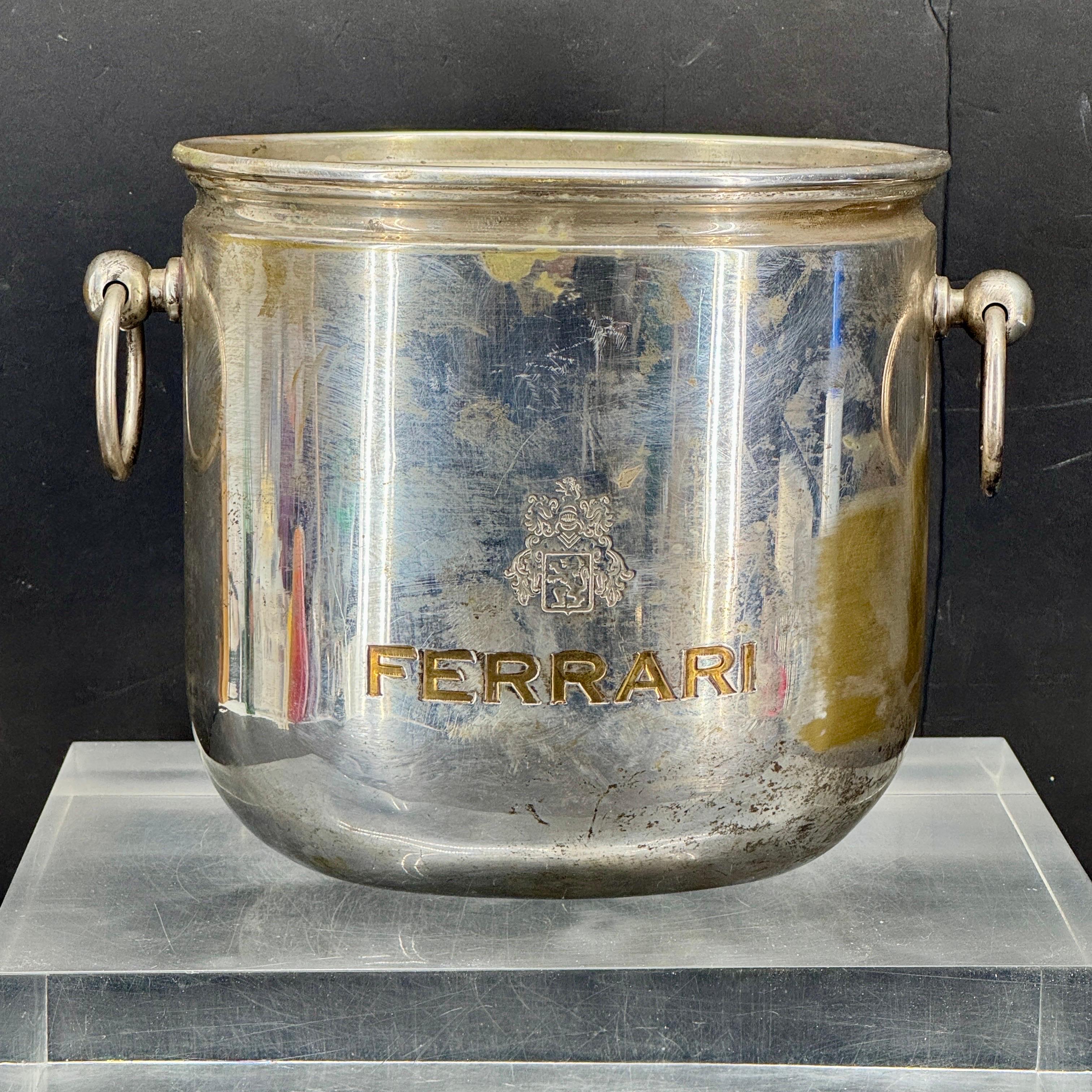 Vintage By FERRARI Chrome Brass Ice Bucket Wine Cooler in vendita 7
