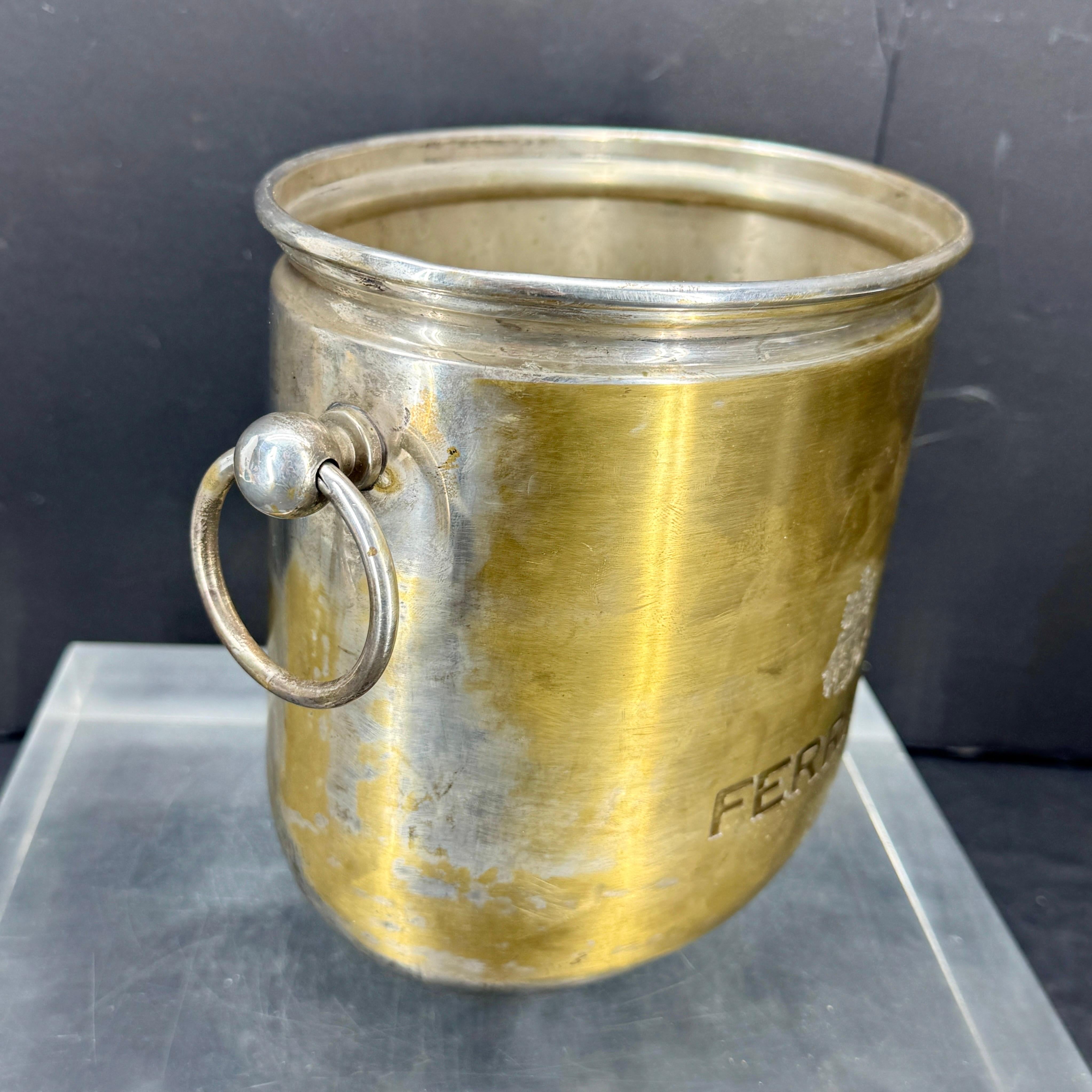 Fatto a mano Vintage By FERRARI Chrome Brass Ice Bucket Wine Cooler in vendita