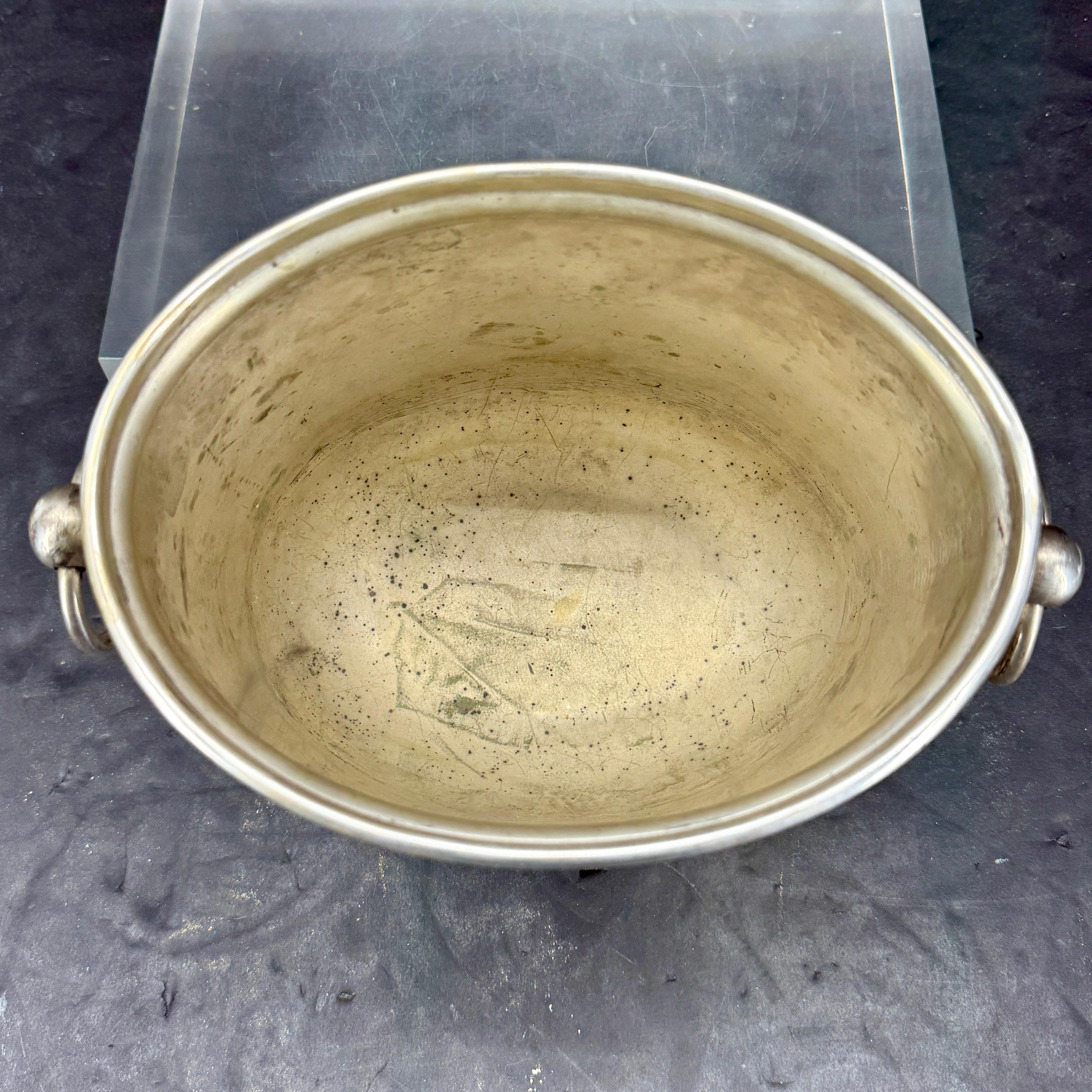 XX secolo Vintage By FERRARI Chrome Brass Ice Bucket Wine Cooler in vendita