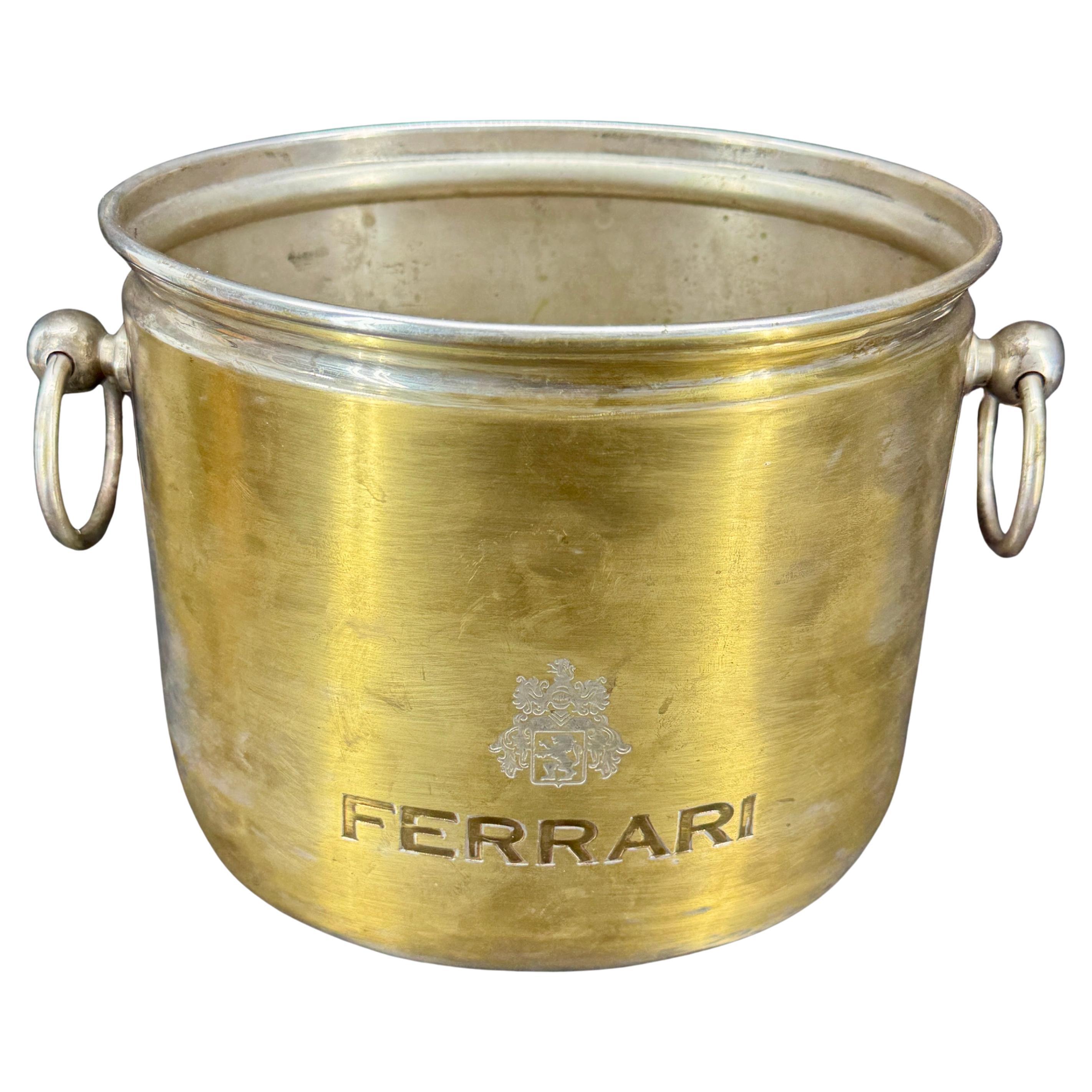 Vintage Italian FERRARI Chrome Brass Ice Bucket Wine Cooler
