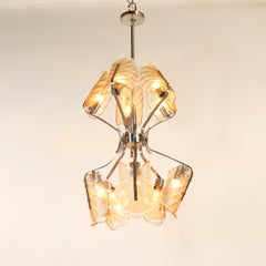Vintage Italian Fixture with Textured Glass and Amber Accents