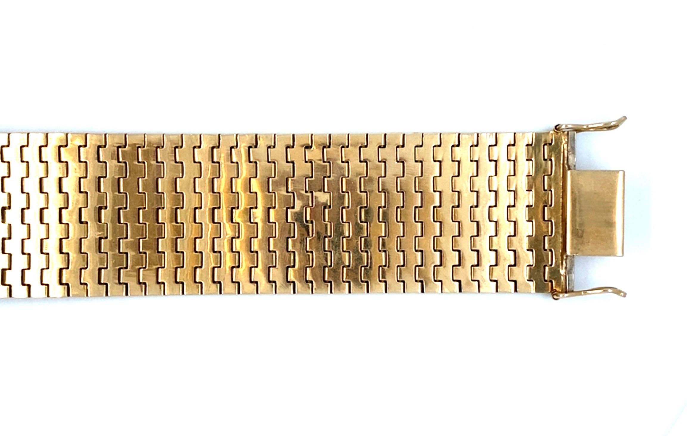 Vintage Italian Flat Two Tone Gold Bracelet For Sale 5