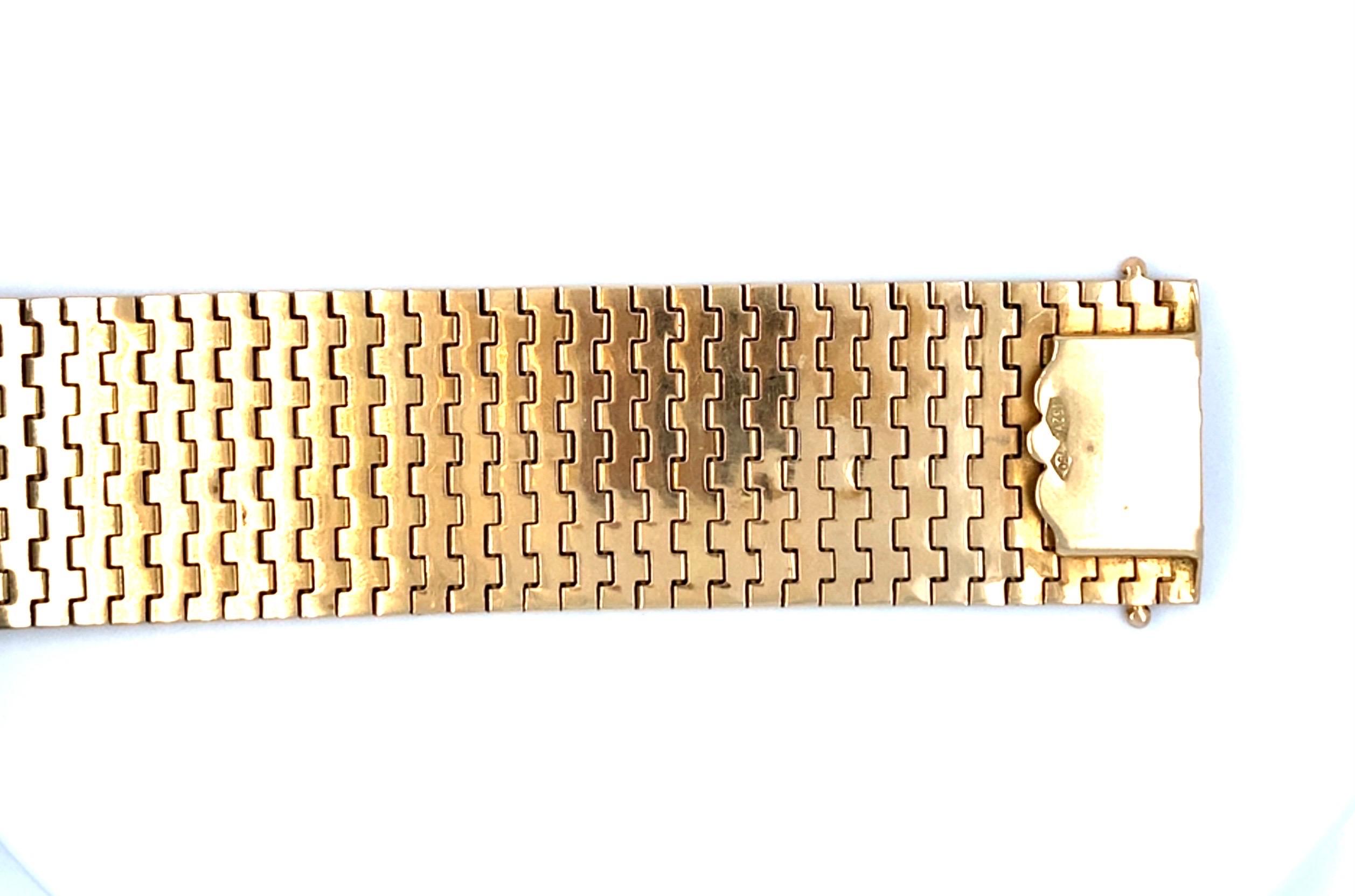 Vintage Italian Flat Two Tone Gold Bracelet For Sale 6