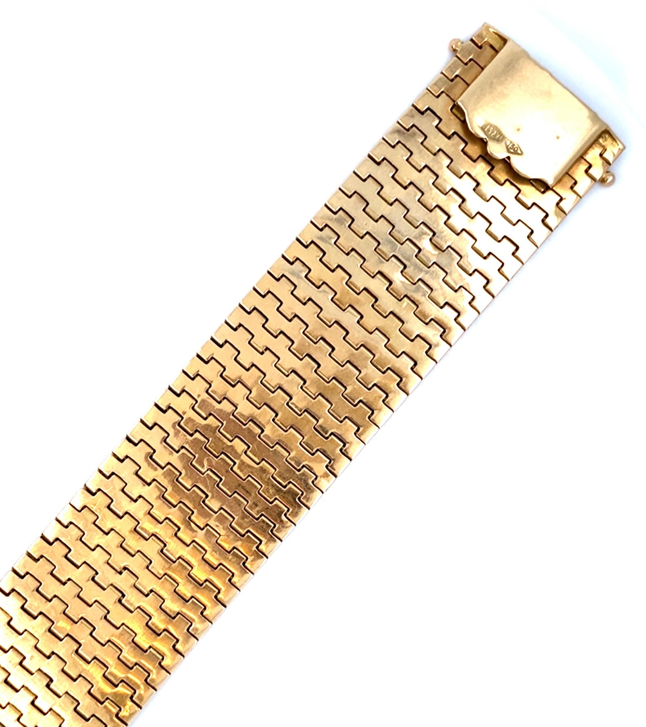 Vintage Italian Flat Two Tone Gold Bracelet For Sale 7