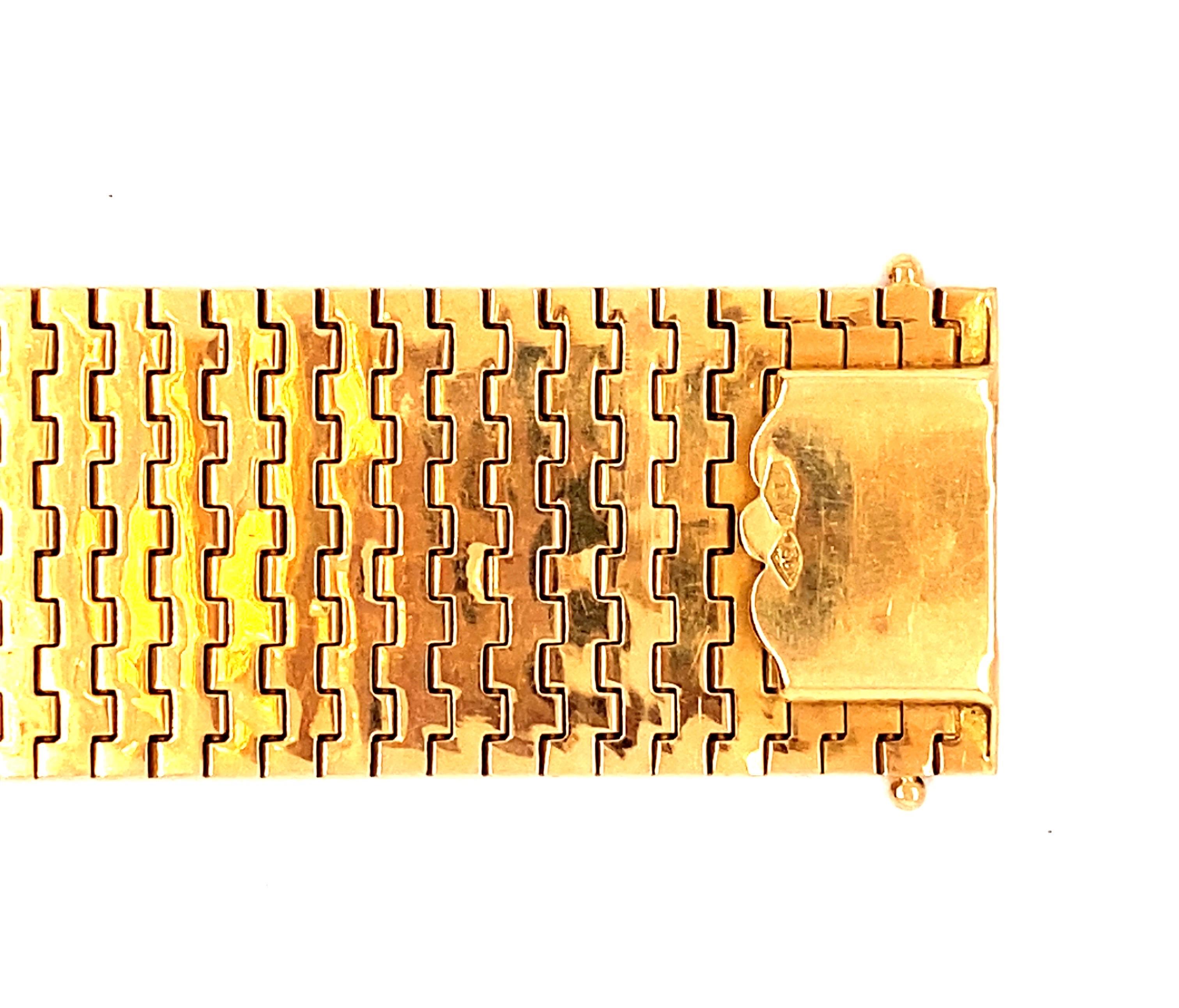 Women's Vintage Italian Flat Two Tone Gold Bracelet For Sale