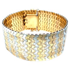 Bracelet plat italien vintage en or bicolore