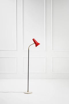 Vintage Italian Floor Lamp in Metal, Brass, Marble Base, Italy, 1950s Stilnovo