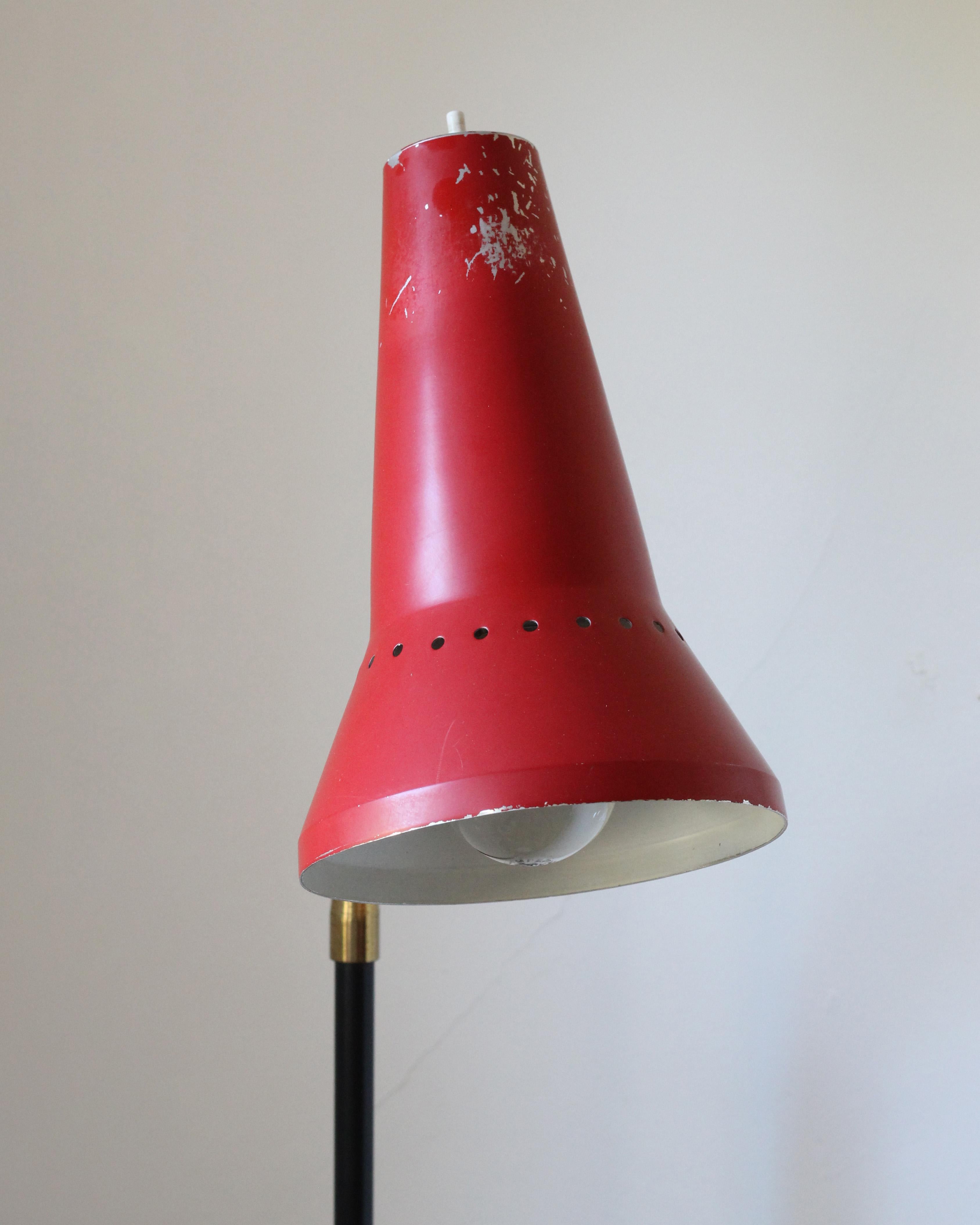 Italienische Vintage-Stehlampe aus Metall, Messing, Marmorsockel, Stilnovo, 1950er Jahre (20. Jahrhundert) im Angebot