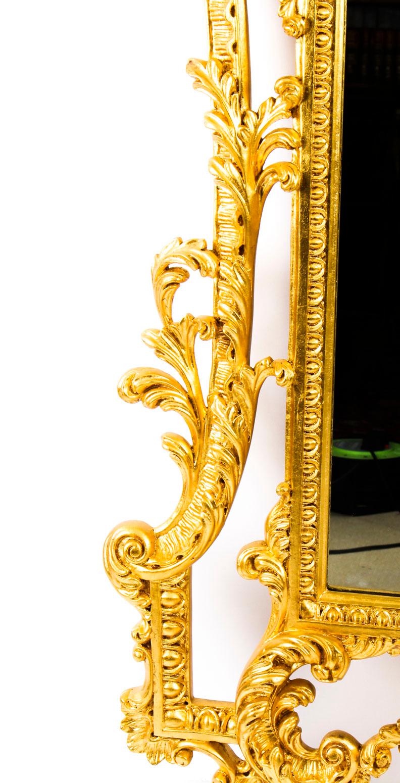 Vintage Italian Florentine Carved Giltwood Mirror, 20th Century For Sale 3