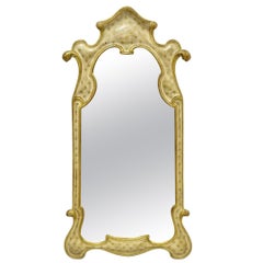 Vintage Italian Florentine Carved Sculpted Giltwood Cream and Gold Wall Mirror