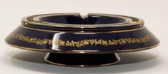 Vintage Italian Florentine Cobalt Blue and Gold Large Footed Ashtray