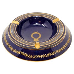 Posacenere con piedini di grandi dimensioni vintage in blu cobalto e oro