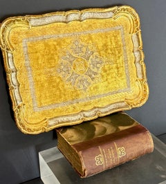 Vintage Italian Florentine Gilt Wood Yellow Gold Rectangular Tray