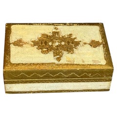 Vintage Italian Florentine Giltwood Rectangular Painted Box