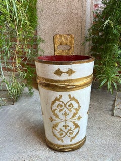 Vintage Italian Florentine Giltwood Umbrella Stand Mid-Century Floral Vase Urn