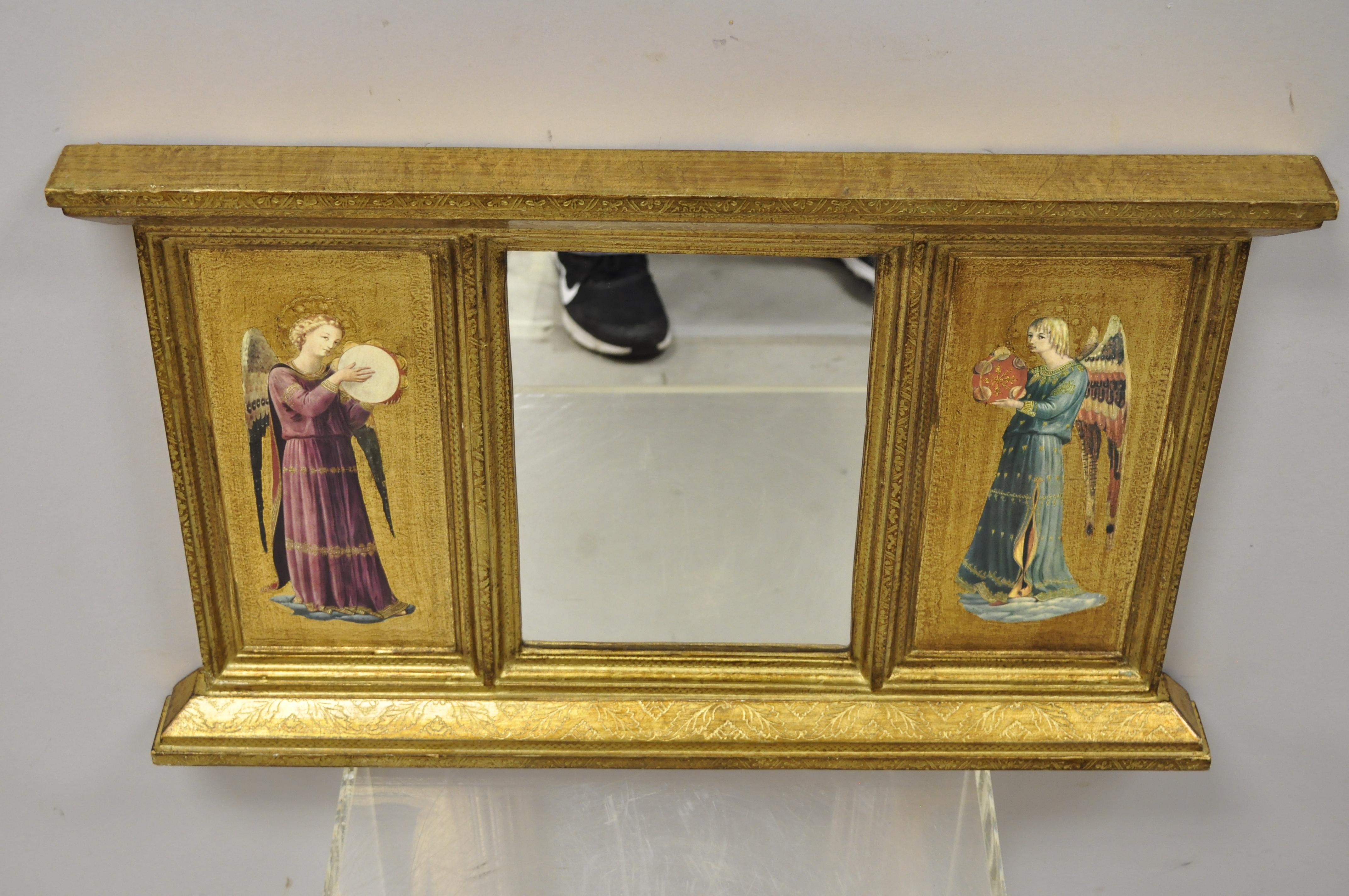Vintage Italian Florentine Gold Giltwood Musical Angel Mirror by Exposures 2