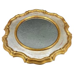 Vintage Italian Florentine Gold Silver Gilt Oval Mirror