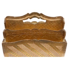 Vintage Italian Florentine Magazine Rack Holder Wood Gilt 1950s