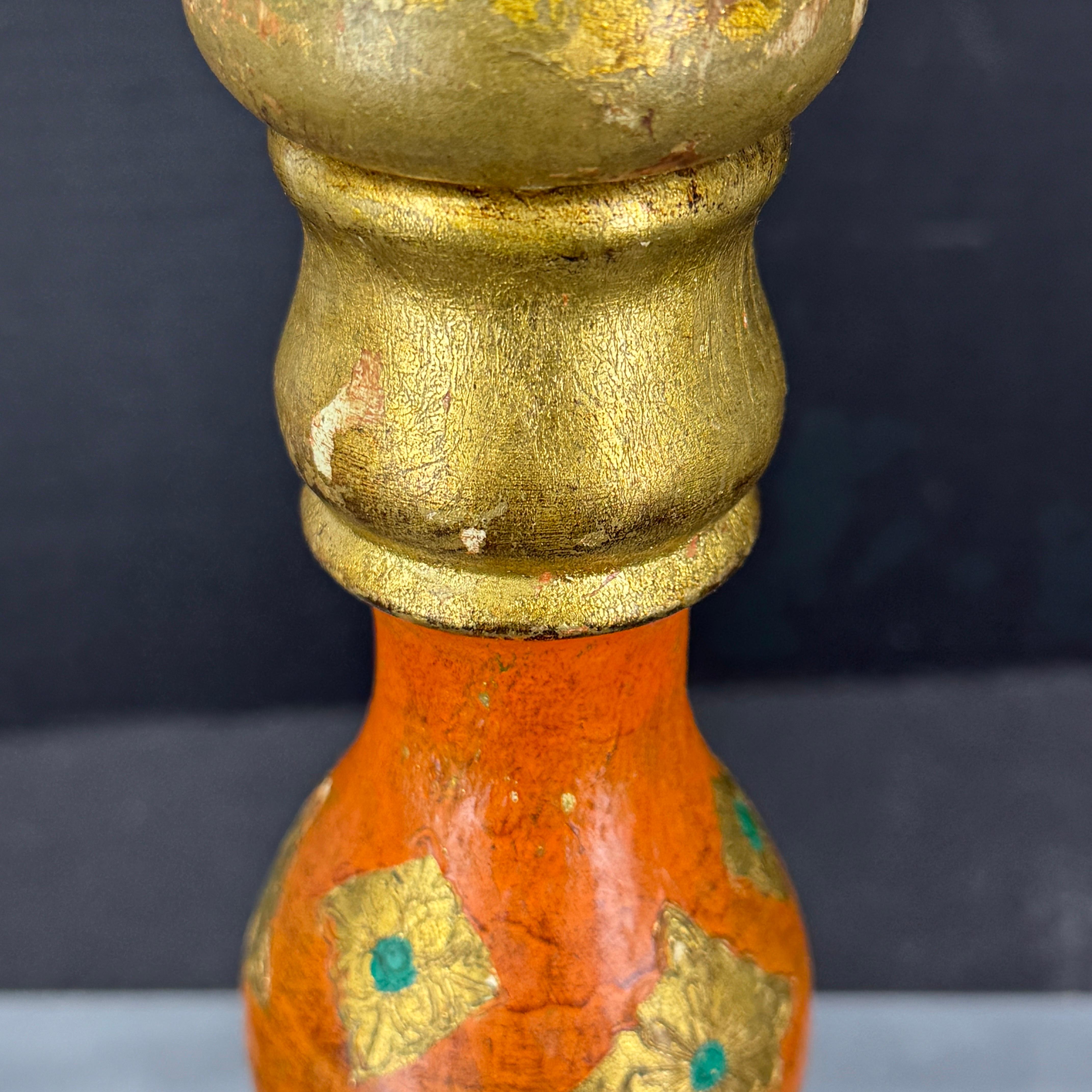 Vintage Italian Florentine Paint Gilt Wood Pepper Mill Shaker 4