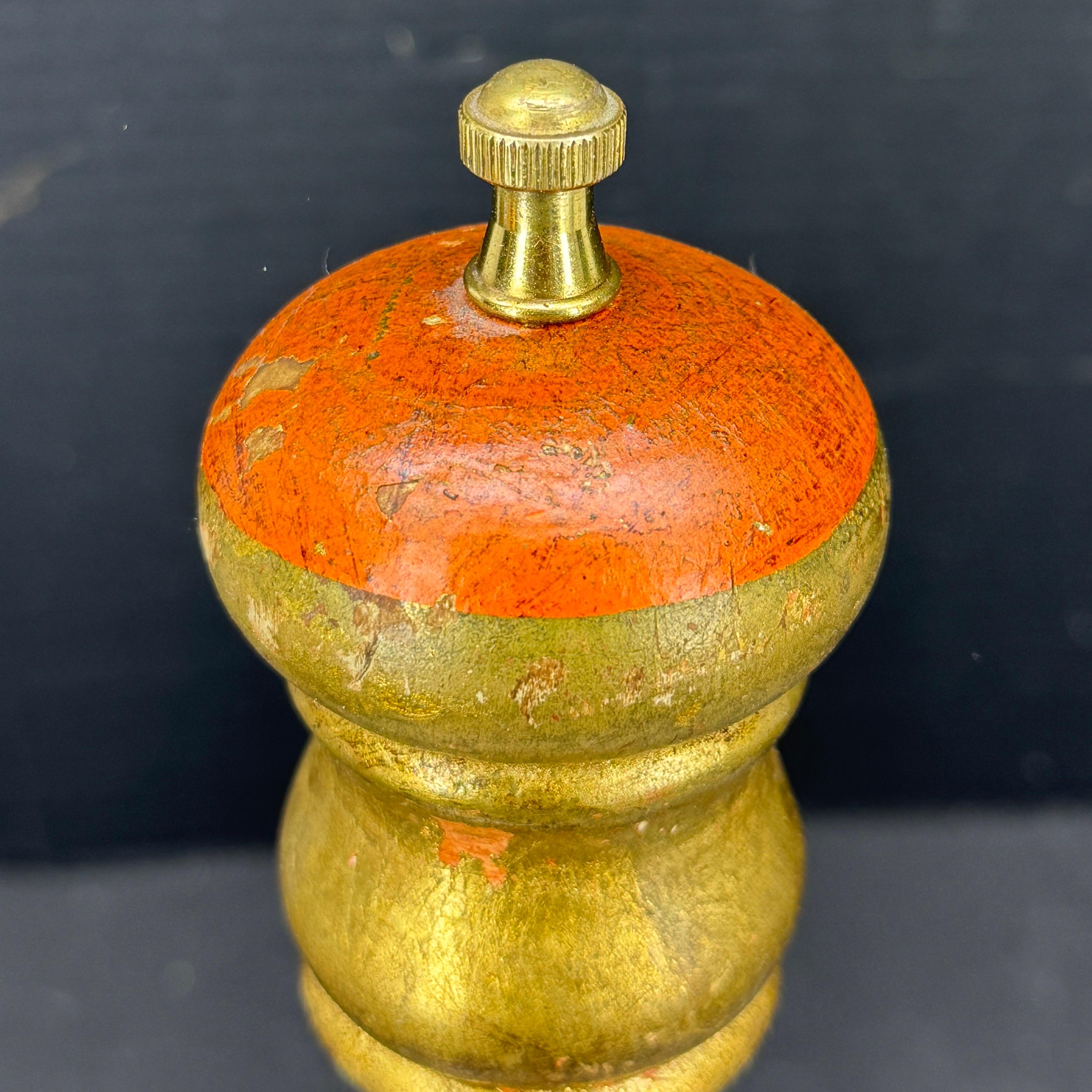 Vintage Italian Florentine Paint Gilt Wood Pepper Mill Shaker 7