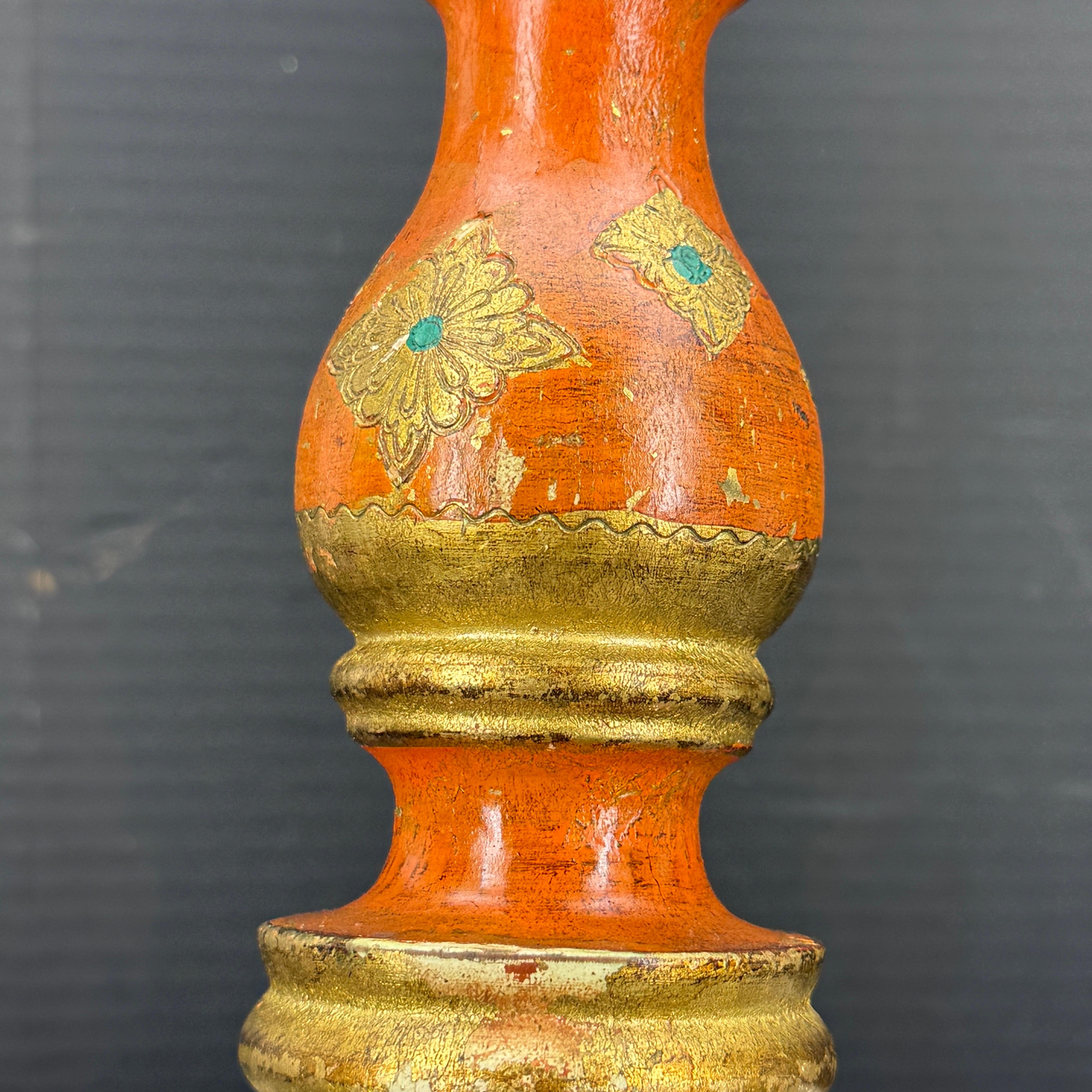 Mid-Century Modern Vintage Italian Florentine Paint Gilt Wood Pepper Mill Shaker