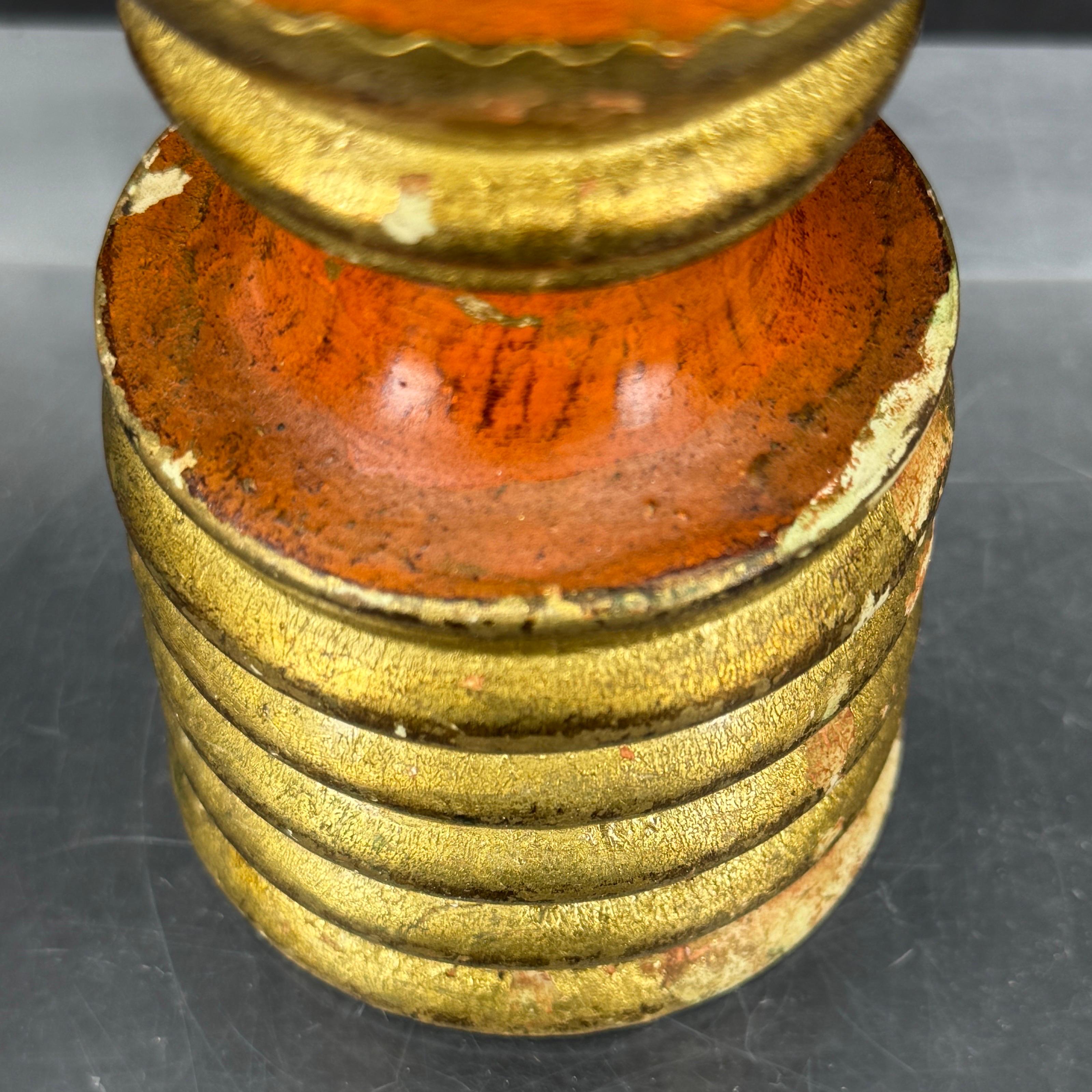 Hand-Crafted Vintage Italian Florentine Paint Gilt Wood Pepper Mill Shaker